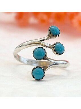 Sleeping Beauty Turquoise Modernist Sterling Silver 925 Vintage Ring - sz 6.75